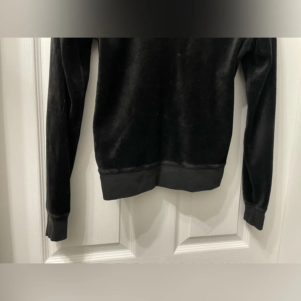 Y2K Juicy Couture Sweater Tracksuit Jacket Black Velour Full Zip Pockets Medium - Picture 7 of 10